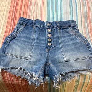 We the Free High Waist Blue Denim Women's Shorts